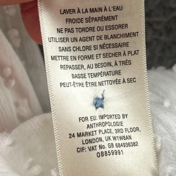 Anthropologie Akemi Kin White Swiss Dot Pocket Button Down Blouse XS - Picture 11 of 12